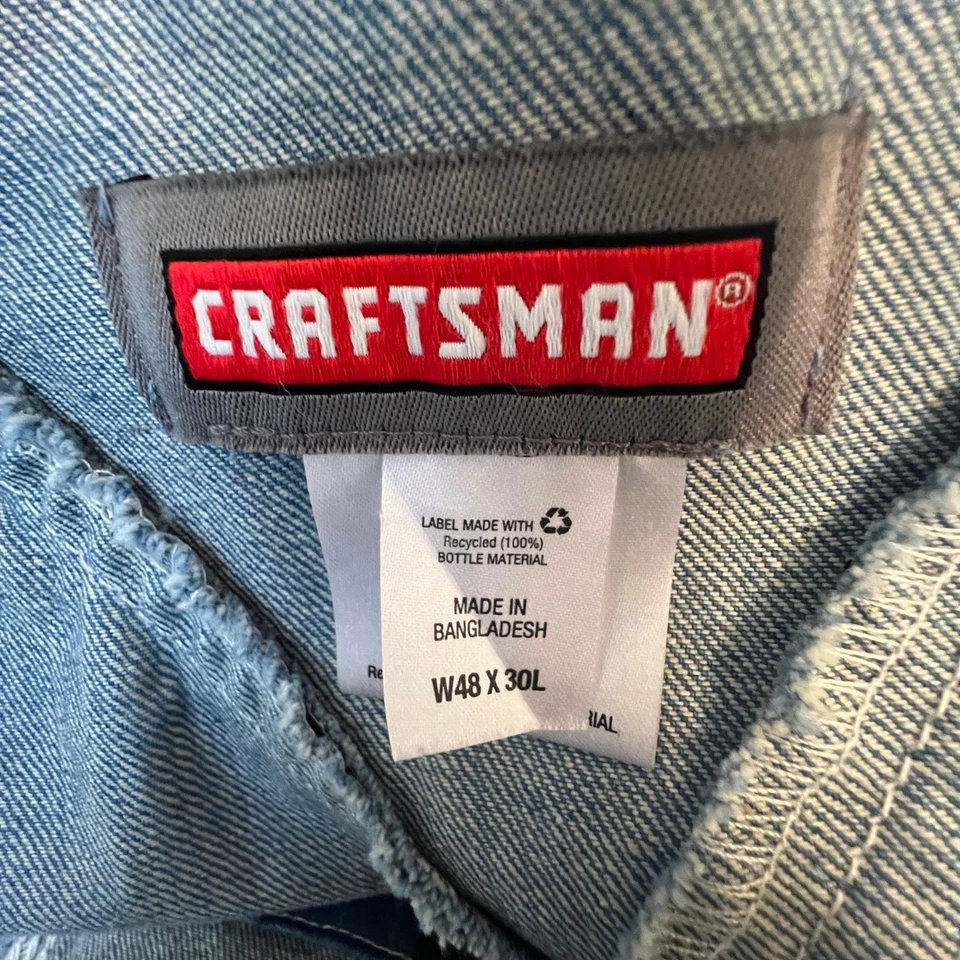 Macacão jeans azul carpinteiro masculino Craftsman 48x30 - Imagem 2 de 4