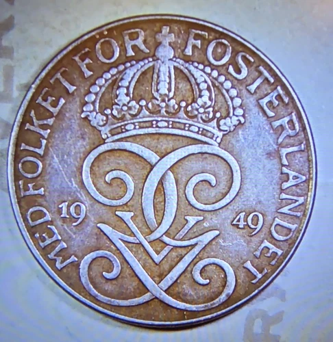 Sweden 5 Öre (Fem Öre) Coin 1949 Circulated, Uncertified