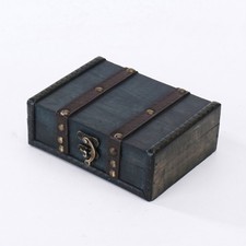 Wooden Jewelry Box Vintage Jewelry Box Distressed Finish Dark Deep Blue And