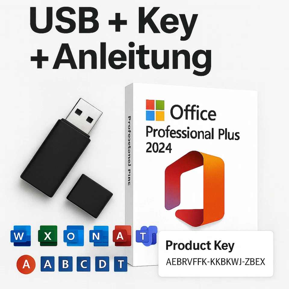 NEGMSOFT Office Professional Plus 2024 – Komplett-Set (USB + Key + Anleitung)