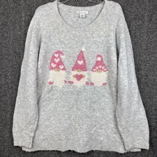 Cupcakes and Cashmere Gnomes Sweater Gray Heart Soft 2X