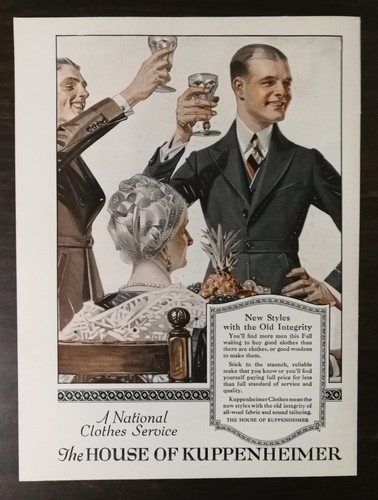Vintage 1919 House of Kuppenheimer J.C. Leyendecker Full Page Original Color Ad