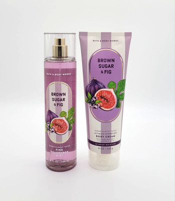 Bath & Body Works Brown Sugar & Fig Fragrance Body Mist & Body Cream Set of 2