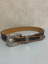 Justin Western Belt Womens Size 32 Brown Top Grain Cowhide Made USA Vintage