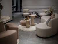 Beiges Rundsofa Moderne Polstercouch Wohnzimmer Textil Sofas MöBel
