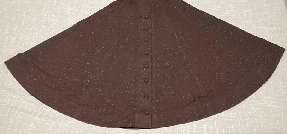 Vestido de Sol Falda Circular Vintage Años 50 Hecho en Casa Rockabilly Marrón Lana Años 50 Columpio Foto 2 de 4