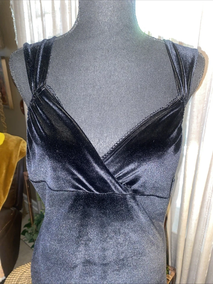 betsy johnson - Vestido midi de terciopelo vintage manga gorra lateral cuello en V terciopelo Foto 3 de 4