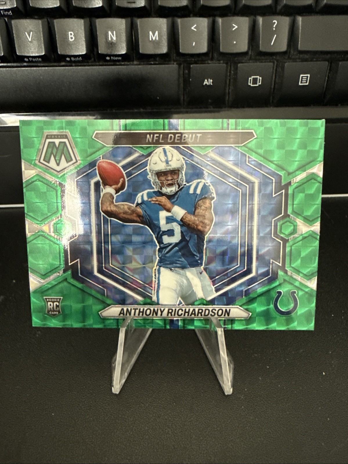 Anthony Richardson 2023 Panini Mosaic NFL Debut Green Mosaic Prizm (RC) card
