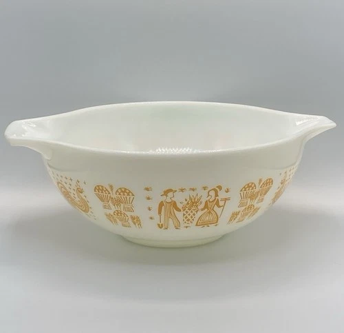 Rare Vintage Pyrex Orange Amish Butterprint #444 Cinderella Mixing Bowl 4 QT VGC