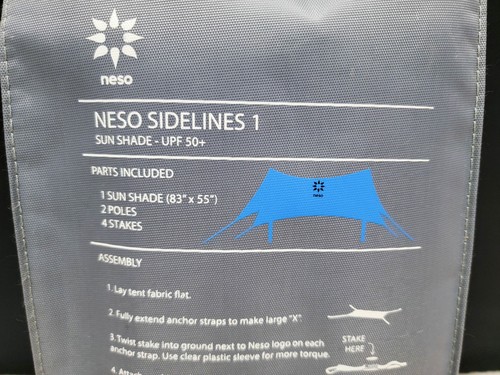 NESO 'Sidelines 1' Sun Shade UPF 50+ Blue Beach Canopy Shelter ~ 7' x 4.5'