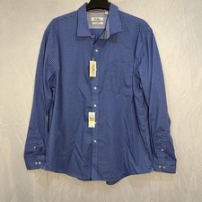 Van Heusen Men's XL 17 - 17.5 Blue Check Long Sleeve Button Down Classic Fit