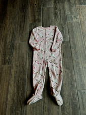 Carter's Girls 5T Fleece Zip-up Footed Long Sleeve Pink Horse Pajamas