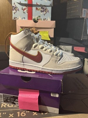 Nike Sb Dunk High Pro Sail Team Crimson-Wheat-Sail Men's CV9499-100 Size 10.5