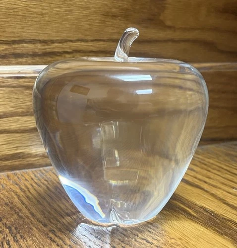 STEUBEN Apple Glass Paperweight Art Signed