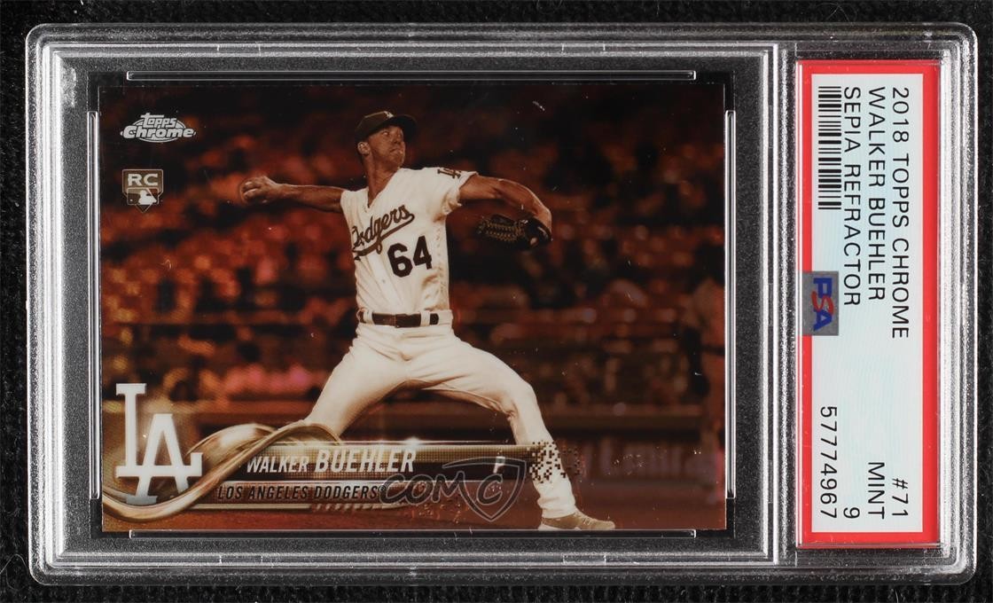 2018 Topps Chrome Sepia Refractor Walker Buehler #71 PSA 9 MINT 19x5