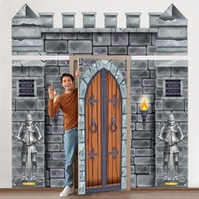 4 Pcs Halloween Medieval Party Decorations 6.5 x 3 ft Castle Door