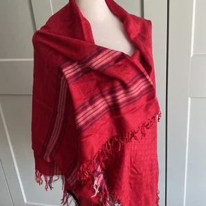 Gucci GG soie coton rouge tartan plaid écharpe rayée étole wrap