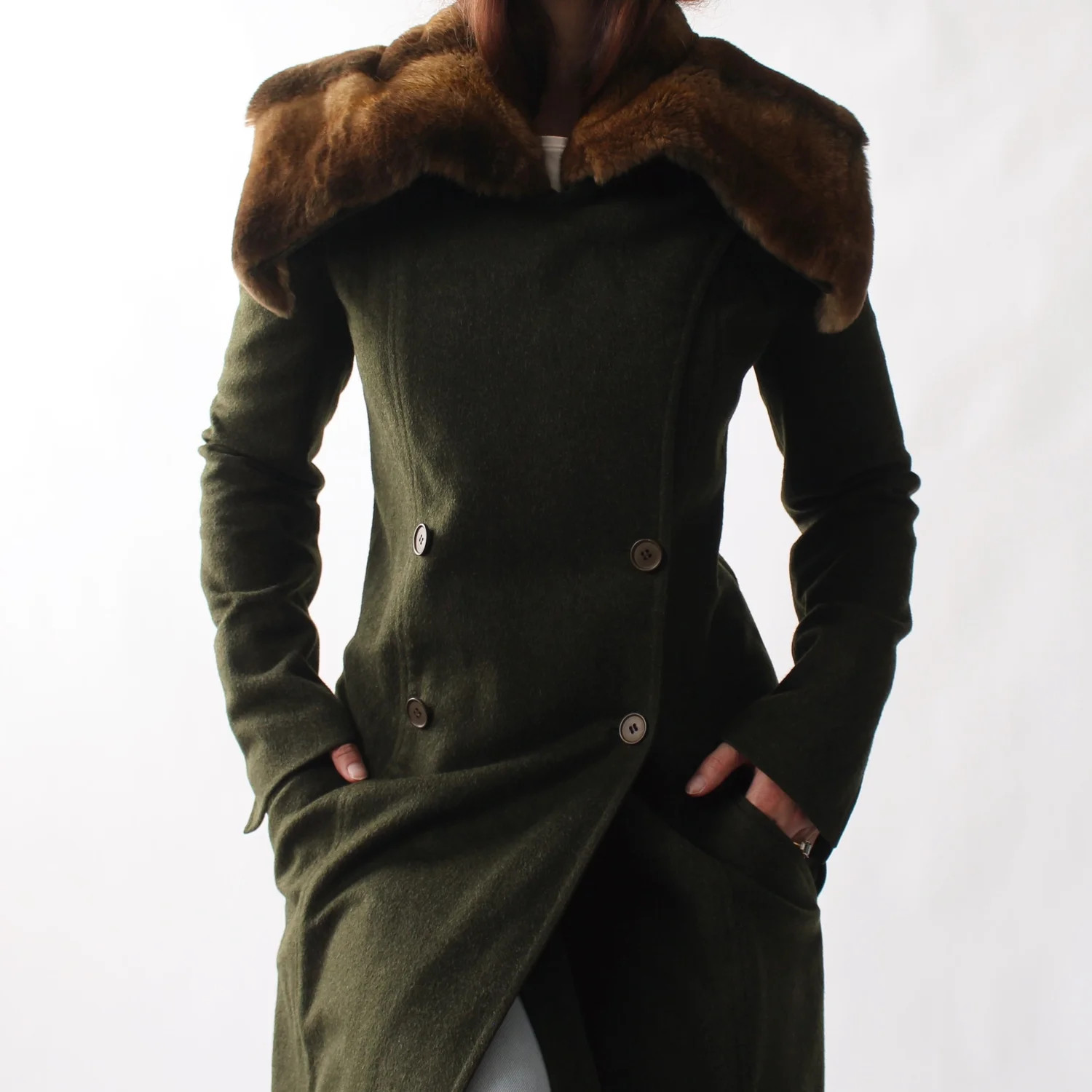 Vintage Fendi Fur Collar Wool/Alpaca Coat image 6