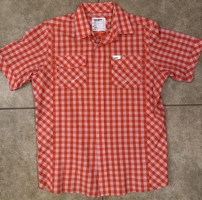 Rocawear Men's Classic Shirt Short Sleeve Plaid Size Large Orange FAST SHIPPING