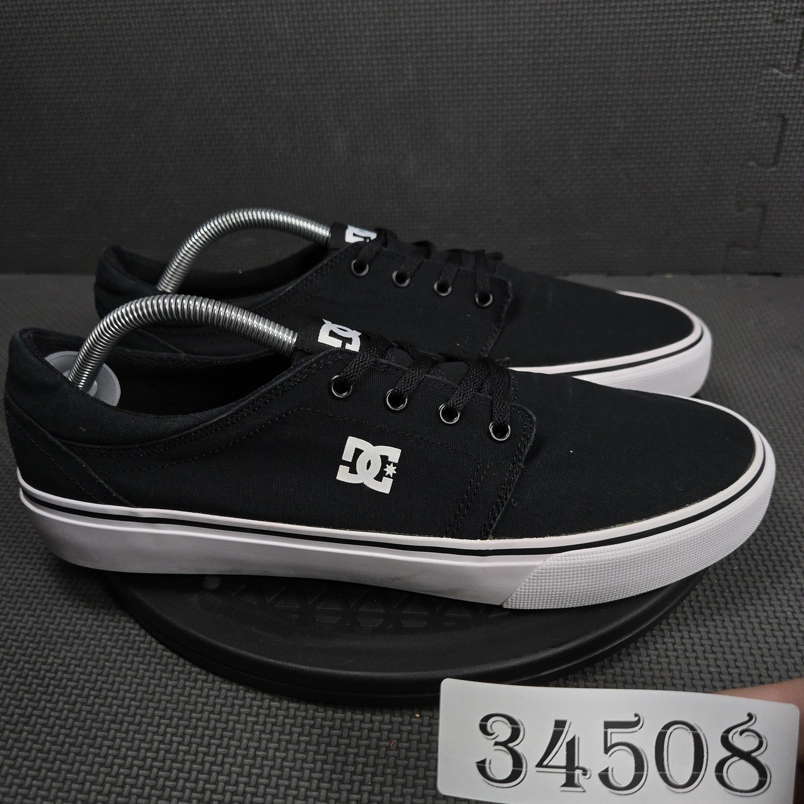 DC Shoes Trase TX Shoes Mens Size 12 Black Canvas Skate Sneakers ADYS300127