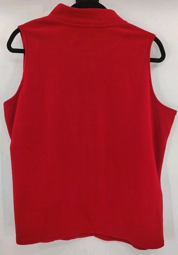 Quacker Factory 2X Red Fleece Gemstone Zipper Sequin Pocket Vest - Picture 2 of 8