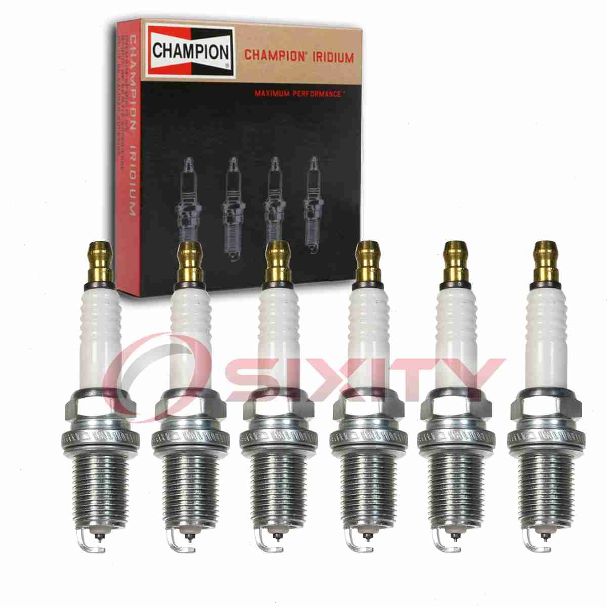 6 pc Champion Iridium Spark Plugs for 2000-2004 Audi A6 Quattro 2.7L 3.0L V6 of