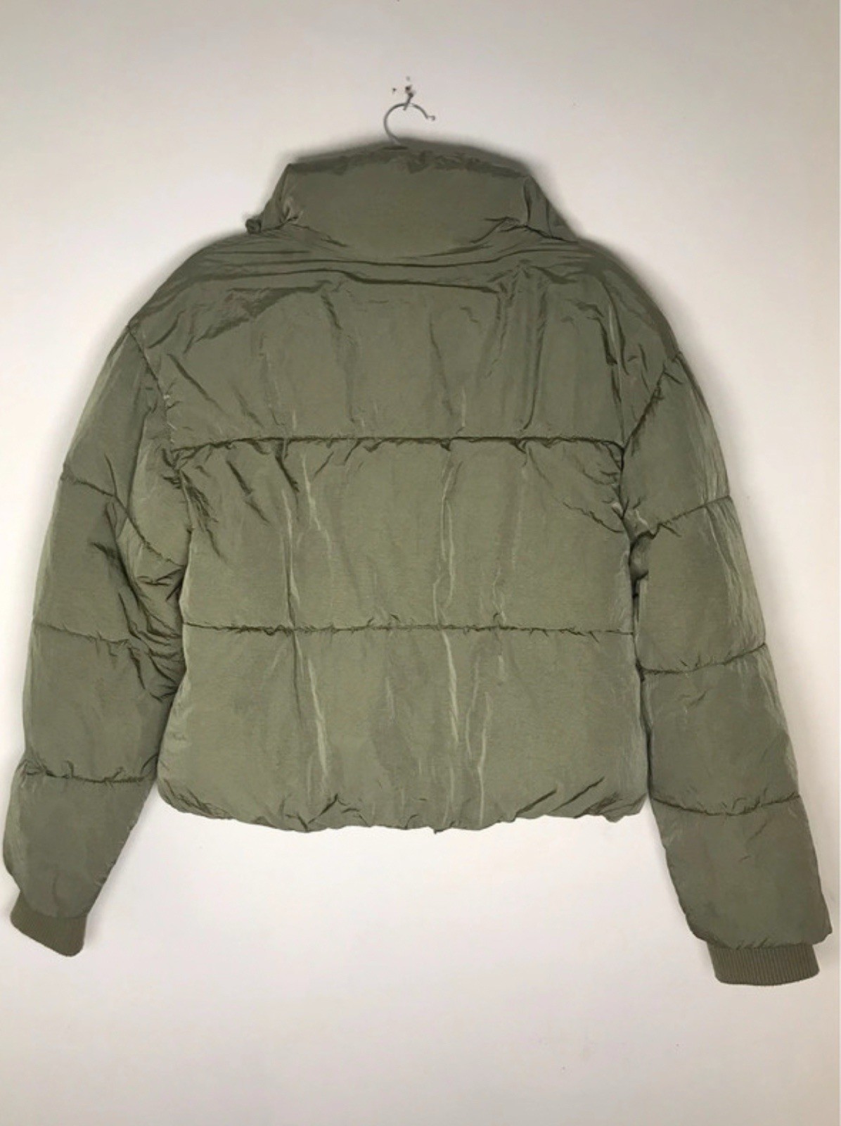 Zara Olive Green/Khaki High Neck Puffer Jacket Coat Size EUR XS image 7