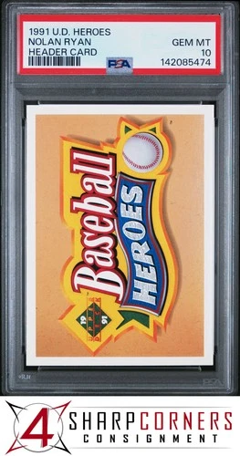 1991 UPPER DECK HEROES NOLAN RYAN HOF HEADER CARD PSA 10