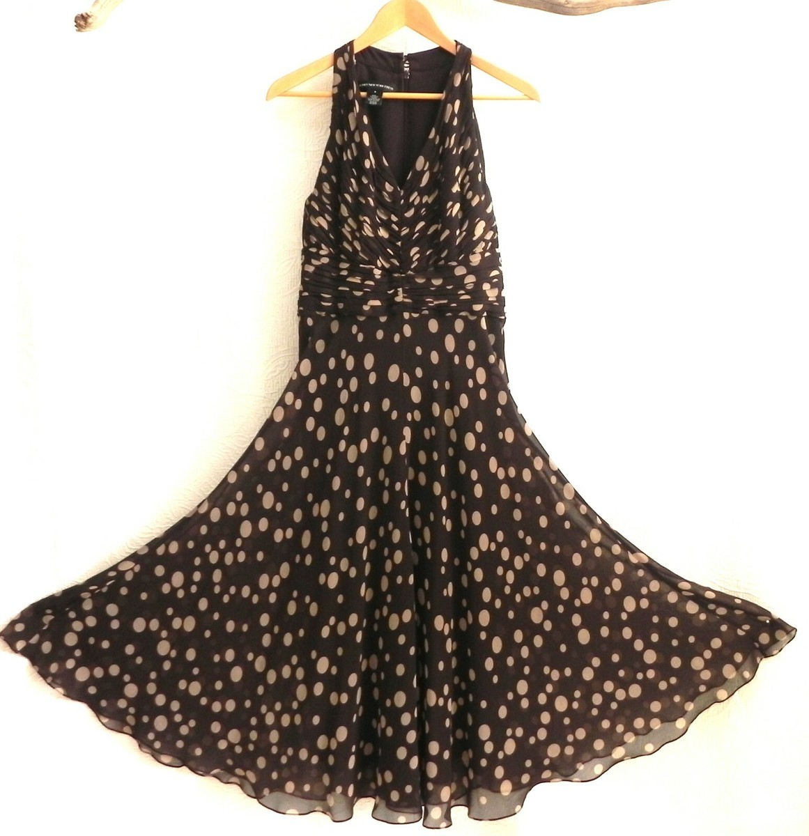 Jones New York Dress Maxi Silk Chiffon Halter Ruched Top