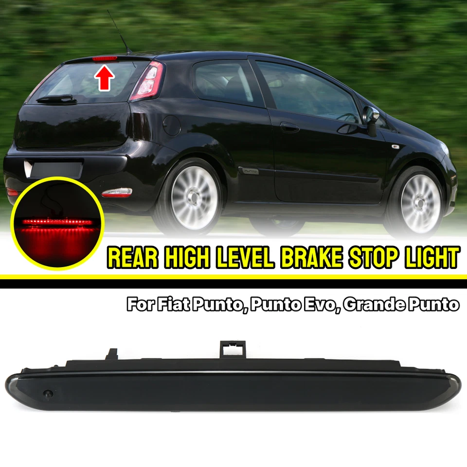 Tercera luz de freno adicional 3ª luz de freno para Fiat Punto Grande Punto Evo negro Foto 2 de 4