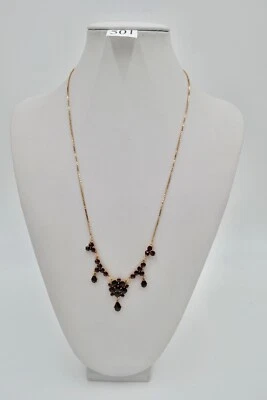 Alte Collier Kette 55cm Rotgold 333 8K Gold mit Granat FBM Venezianerkette - Bild 1 von 4