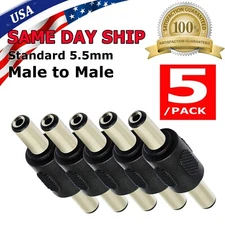 5x DC Coupler Male to Male M/M 5.5mm x 2.1mm Barrel Jack Power Connector Plug