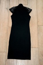 MANGO beaded shoulder knitted dress SIZE S 8 10 evening  festive wool look party