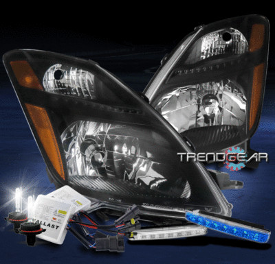 For 2006-2009 Toyota Prius Halogen Black Headlight Lamp w/Blue LED DRL+
