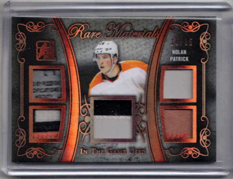 NOLAN PATRICK 17/18 In The Game-Used Rare Materials Card Emblem Patch Tag #15/15