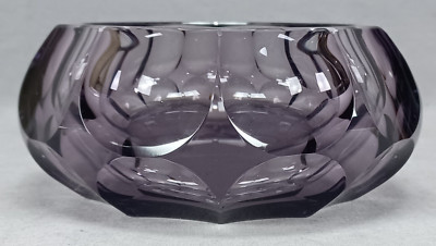 Signed Moser Amethyst Cut Glass Bowl Circa 1936-1938