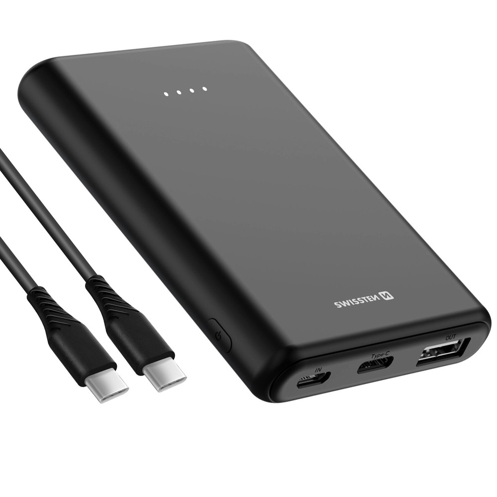 Swissten 5000mAh 10W USB Power Bank with LED Indicator in Compact Black Design
