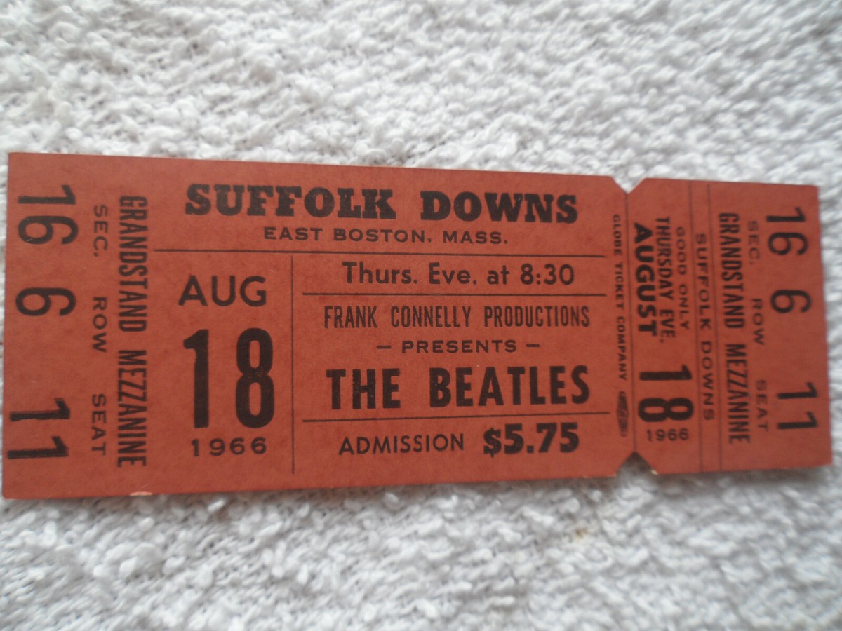 THE BEATLES 1966 Original__UNUSED__CONCERT TICKET__Suffolk Downs__