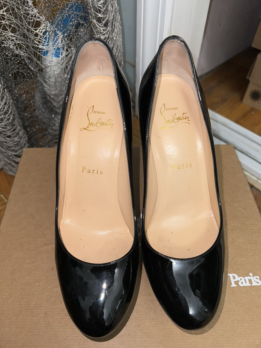 Christian Louboutin Bianca 120 Black Patent 1” Platform Pump Shoes