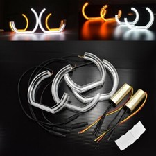Crystal C Shape LED Angel Eye Switchback W+A DRL Turn Signal Fits 06-11 E90 E91