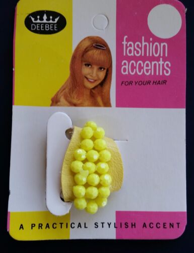 Vintage Hair Accessories - Yellow Beaded Ponytail Holder  - Picture 1 of 3