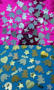 200 Table Confetti Baby Shower Silver Grey Or Gold Brown 2 Free Gift Tags Ebay