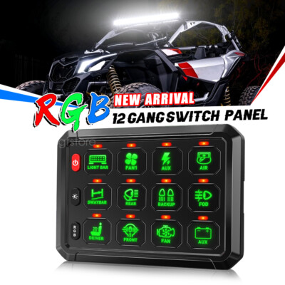 RGB 12 Gang Switch Panel LED Lights for Can-Am Polaris RZR UTV ATV Accessories