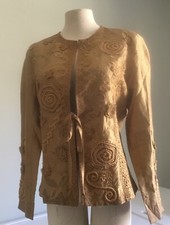 Coldwater Creek Small NWT Gold Silk Embellished Jacket orig 159