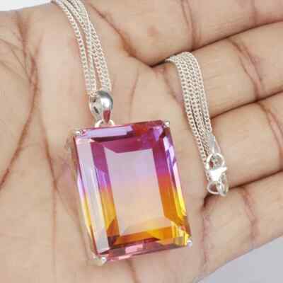 Lovely Ametrine Gemstone 925 Sterling Silver Handmade Pendant Custome Lot-N
