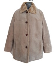 Julia S.roma Women's Beige Real Suede Leather Faux-fur Jacket/coat. Uk 8, Eu 36.