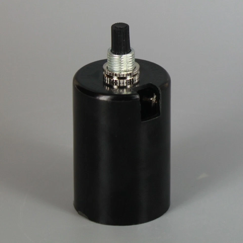SUNLITE BLACK PLASTIC HUSK 2 PIECE BOTTOM TURN KNOB LAMP SOCKET E26 MEDIUM BASE 30147J