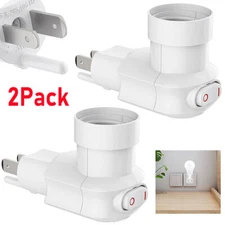 2X 360° Plug in Light Socket Outlet to Light Bulb 3-Prong Outlet Socket Adapter