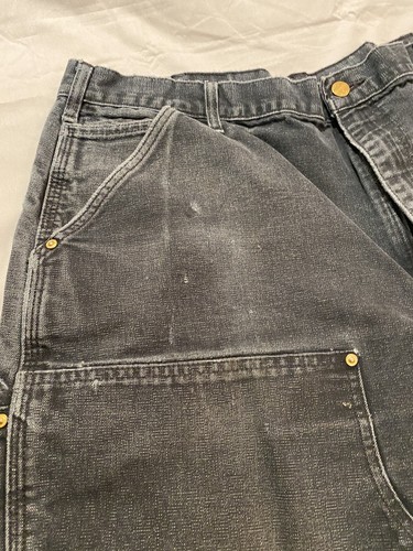 Carhartt Double Front Knee Black B01 - BLK Pants Distressed Vintage Paint 42x30 - Picture 6 of 23
