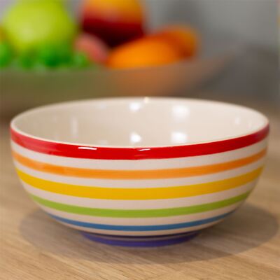 Hand-painted Rainbow Bowl | Round Ceramic Kitchen Cereal Bowl